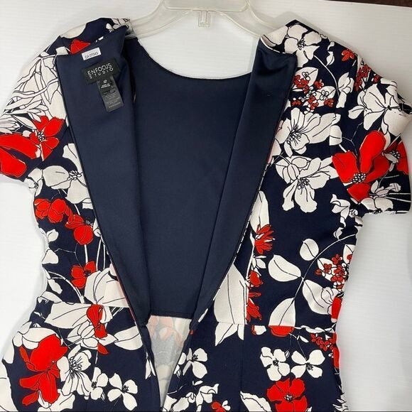 Enfocus Studio Dress Floral Navy Red White Women's 12 - Picture 7 of 13